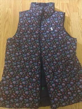 Ralph Lauren Navy Floral Quilted Vest